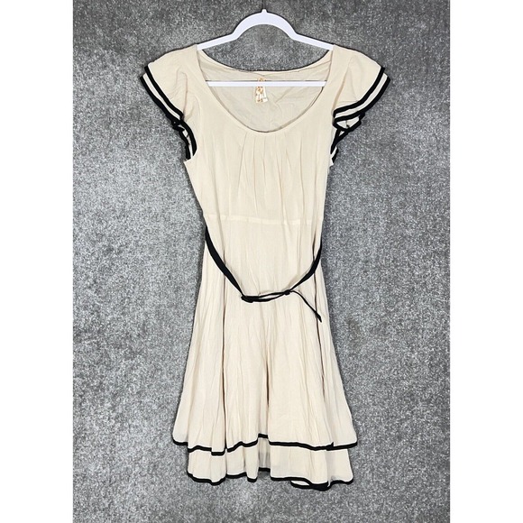 Anthropologie‎ Maeve Time Gone By Dress Womens Size 10P Belted Flutter Sleeve - Picture 1 of 9